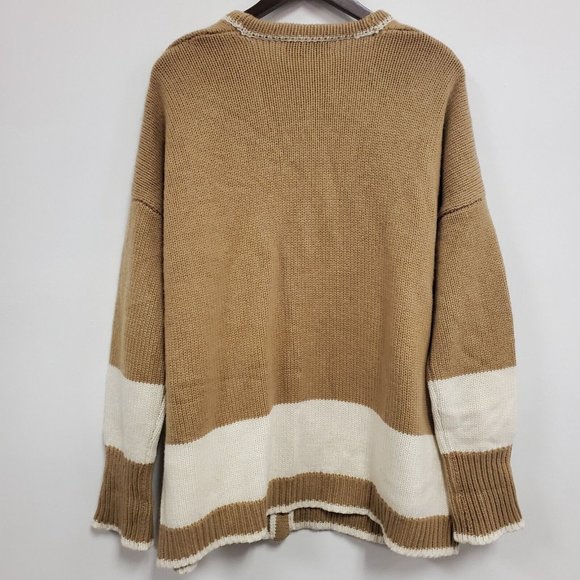 La Ligne Womens Wool Cashmere Button Front Sweater Size L Tan Pockets V Neck - Picture 2 of 10